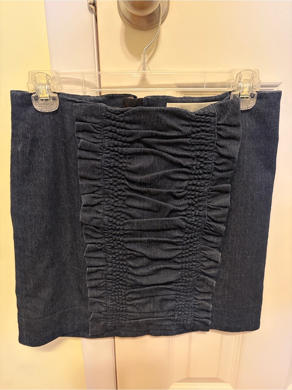 Anthropologie Leifsdottir Ruched Denim Mini Skirt Size 4 Like New!